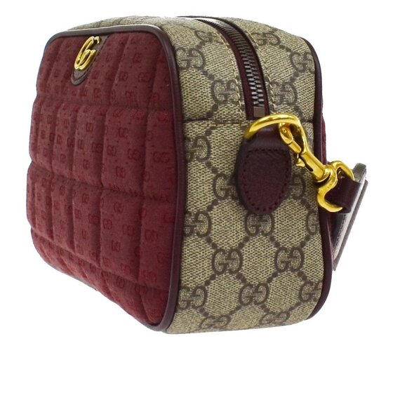 GUCCI Marmont GG Pattern Shoulder Bag Supreme Leather Canvas Brown Red - Picture 4 of 15